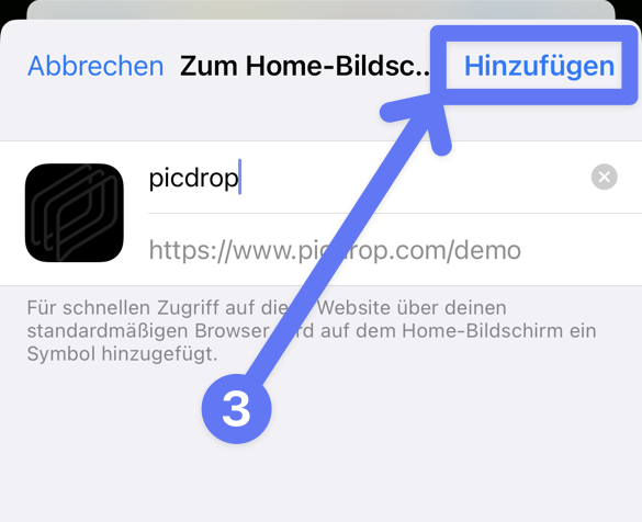 picdrop als App unter iOS auf dem Homescreen