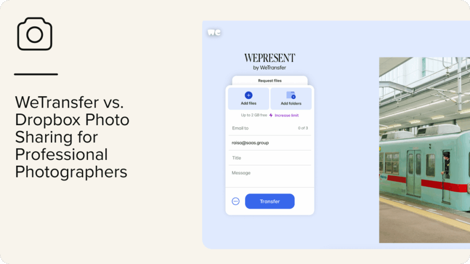 Discover the pros and cons of using WeTransfer and Dropbox to share photos. See how their features, prices, and limitations are compared for photographers.