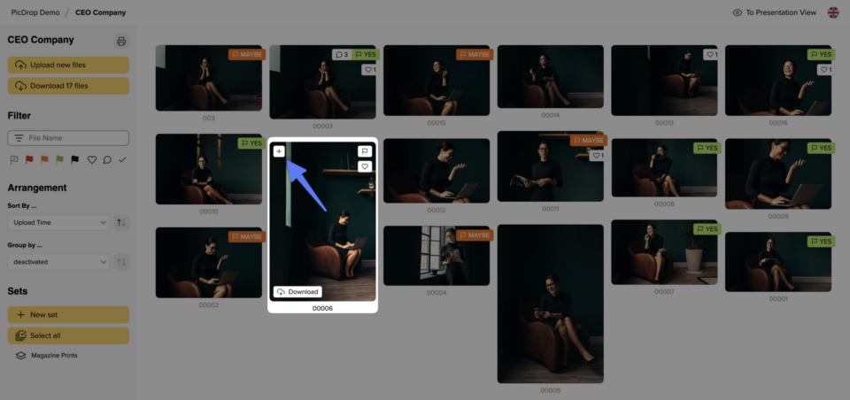 Picdrop How to Save a Set in Your picdrop Gallery - FAQ