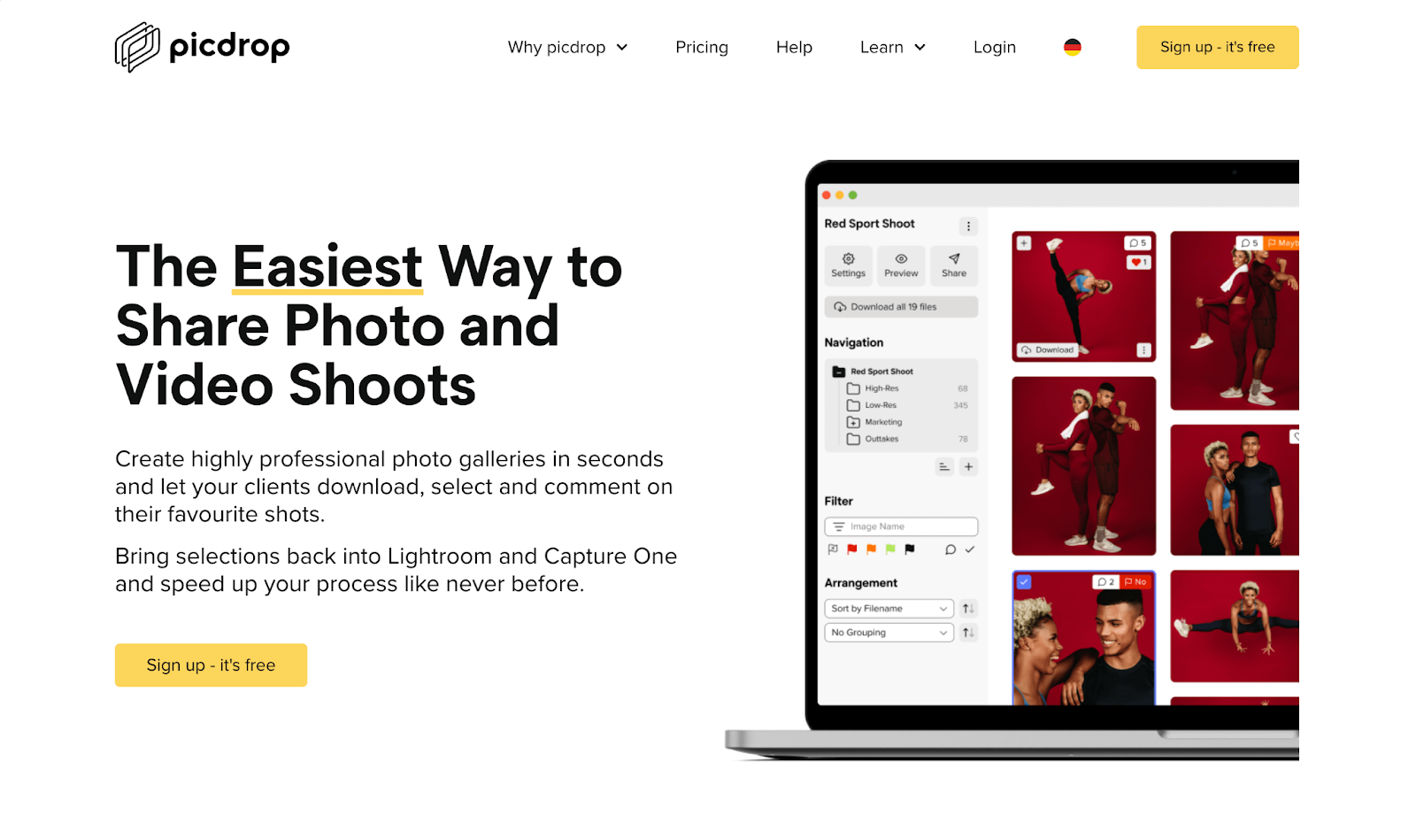 picdrop's image management supports marketing team collaboration